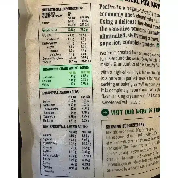 Protein Supplies Australia, Pea Protein Vanilla, 1kg