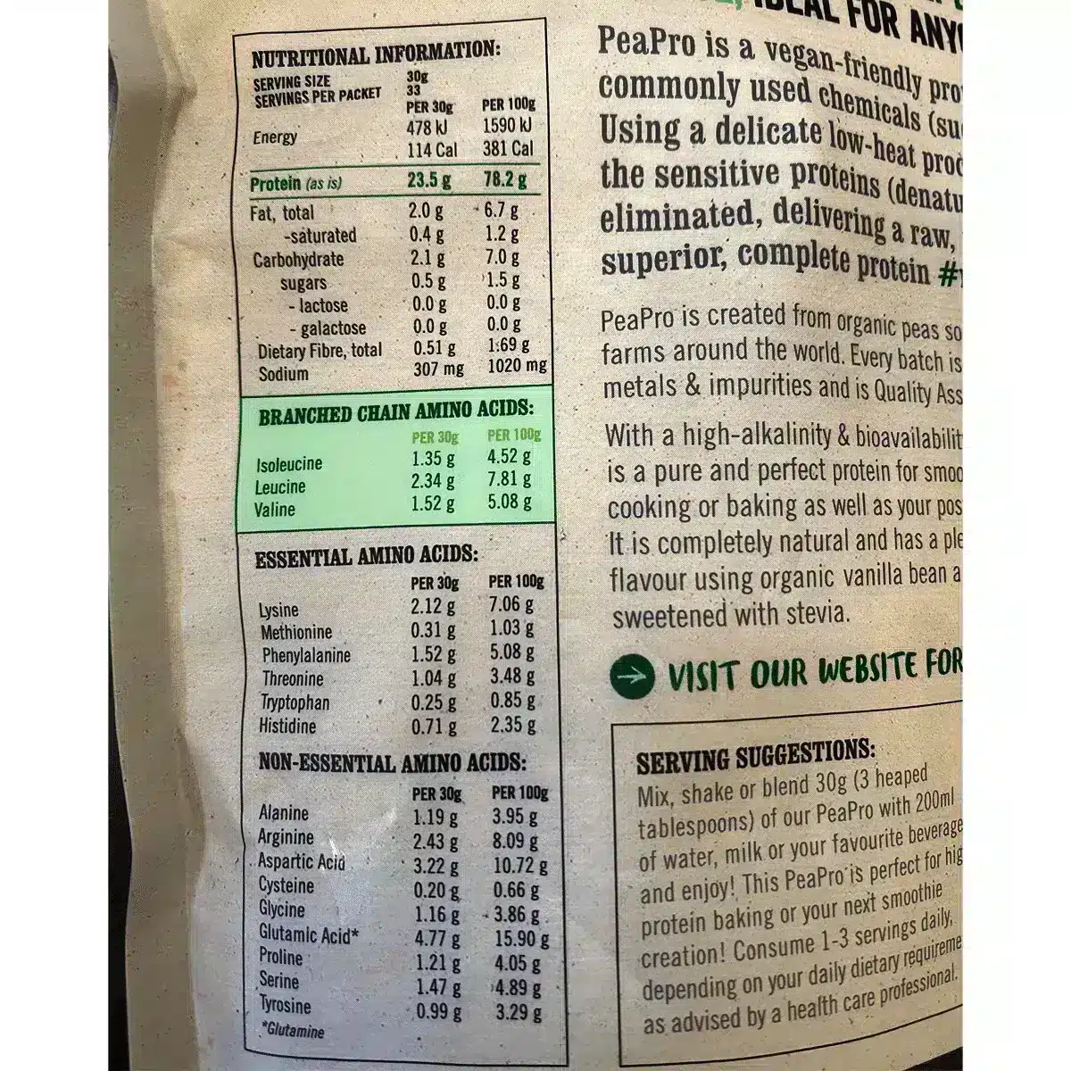 Protein Supplies Australia, Pea Protein Vanilla, 1kg