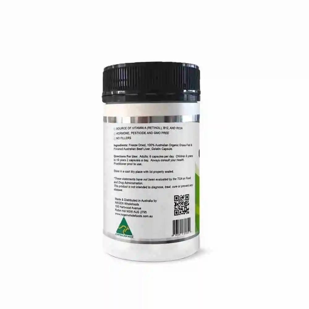 NXGEN Wholefoods, Organic Beef Liver Capsules 500mg, 180 capsules
