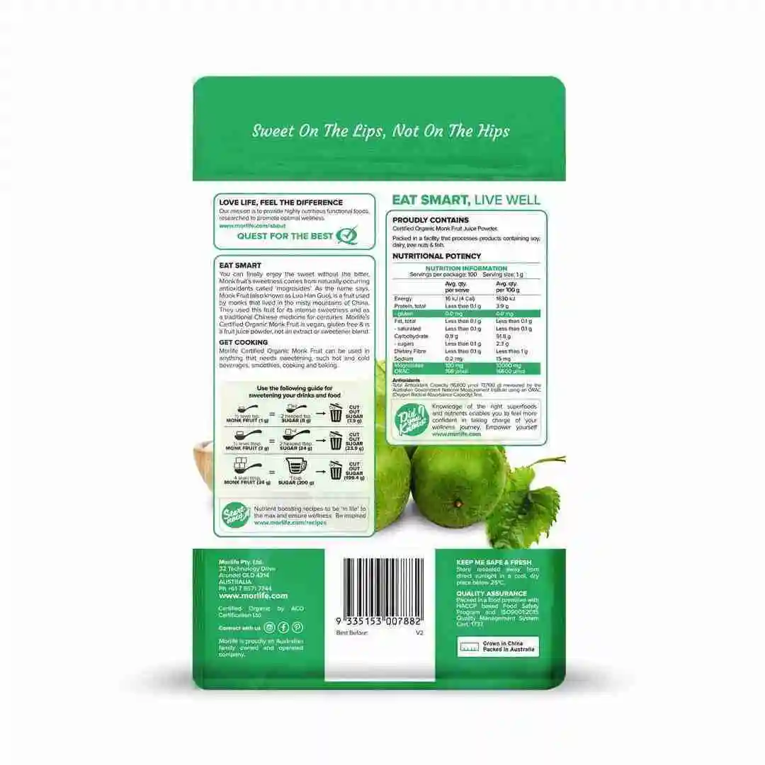 Morlife, Monkfruit Powder, 100g