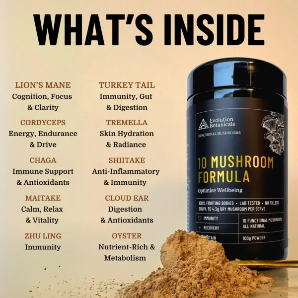 Evolution Botanicals, 10 Mushroom Formula, 100g