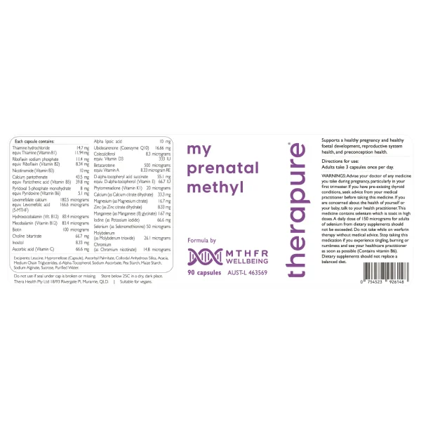 MTHFR Wellbeing, My Prenatal Methyl, 90c
